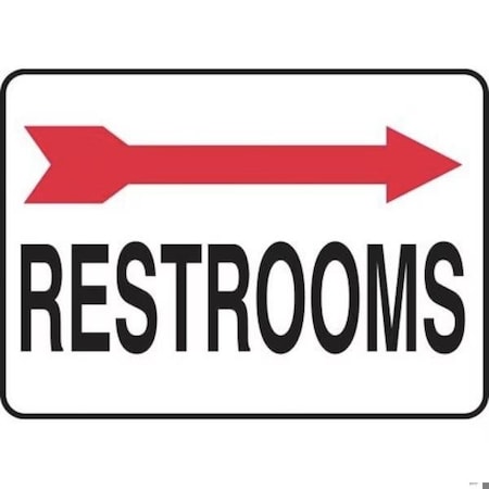 Accuform Restrooms - With Arrow (Right), Aluminum, 10 in x 14 in, Mounting Holes MRST547VA